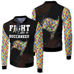 Fight Like A Tampa Bay Buccaneers Autism Support Fleece Bomber Jacket