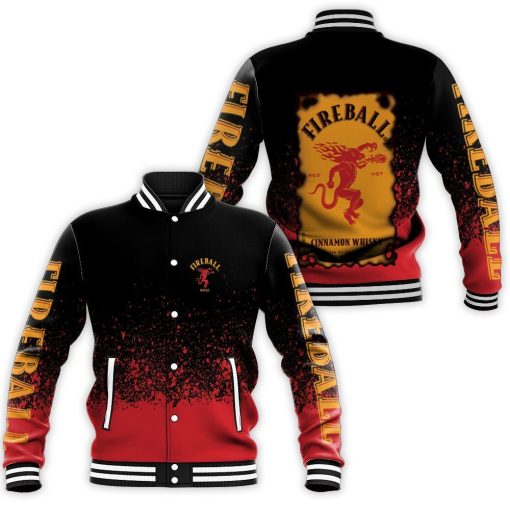 Fireball Cinnamon Whisky Logo For Wine Lover 3d Baseball Jacket