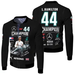 Formula 1 Lewis Hamilton Champion Mercedes 3d Jersey Fleece Bomber Jacket