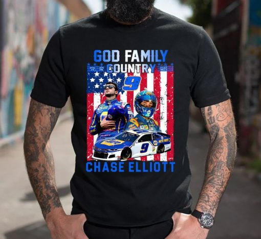 God Family Country Chase Elliott American Flag Shirt