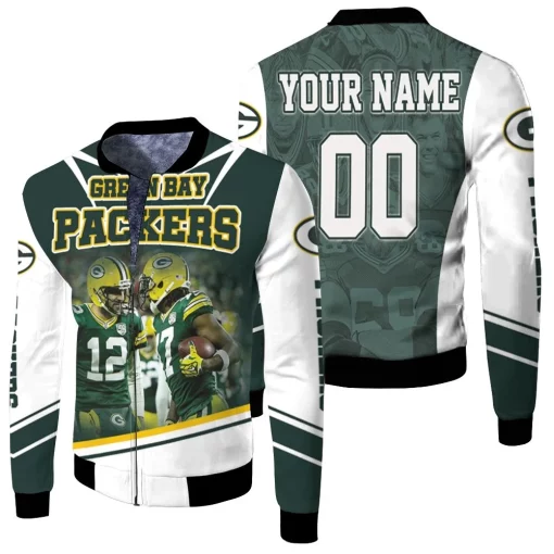 Green Bay Packers Aaron Rodgers Davante Adams Nfl 2020 Season Nfc North Winner Thanks Personalized Fleece Bomber Jacket