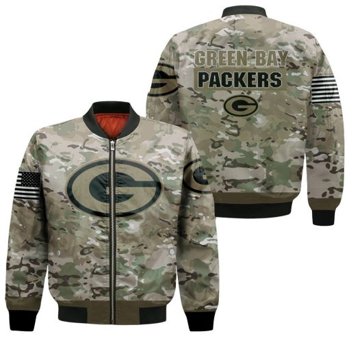 Green Bay Packers Camouflage Veteran 3d Jersey Bomber Jacket