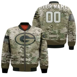 Green Bay Packers Camouflage Veteran 3d Personalized Bomber Jacket