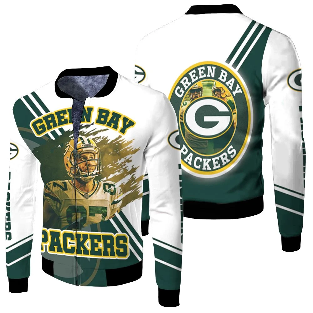 Green Bay Packers Jordy Nelson 87 For Fans Fleece Bomber Jacket