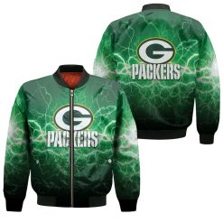 Green Bay Packers Lightning Green 3d Jersey Bomber Jacket