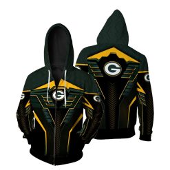 Green Bay Packers Nfl Bomber 3d Jersey Zip Hoodie