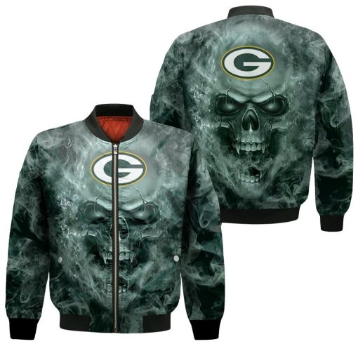 Green Bay Packers Nfl Fans Skull Bomber Jacket