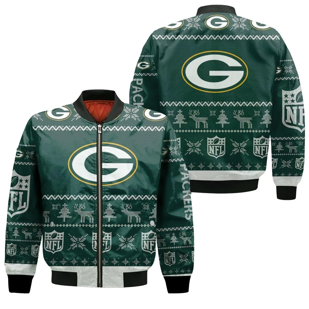 Green Bay Packers Nfl Ugly Sweatshirt Christmas 3d Bomber Jacket
