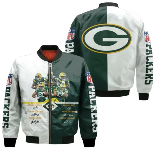 Green Bay Packers Signed Fan 3d Jersey Bomber Jacket