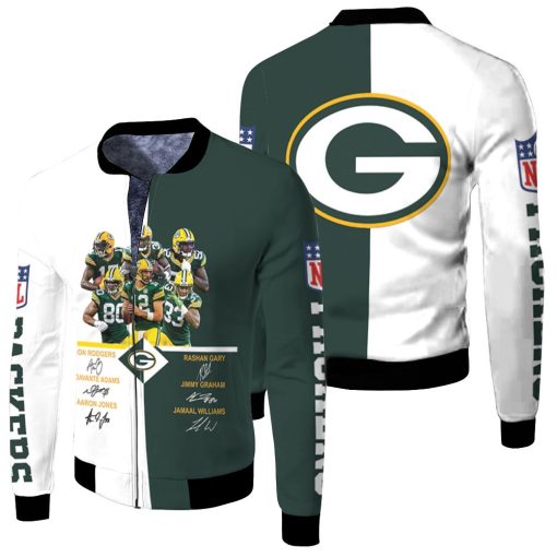 Green Bay Packers Signed Fan 3d Jersey Fleece Bomber Jacket