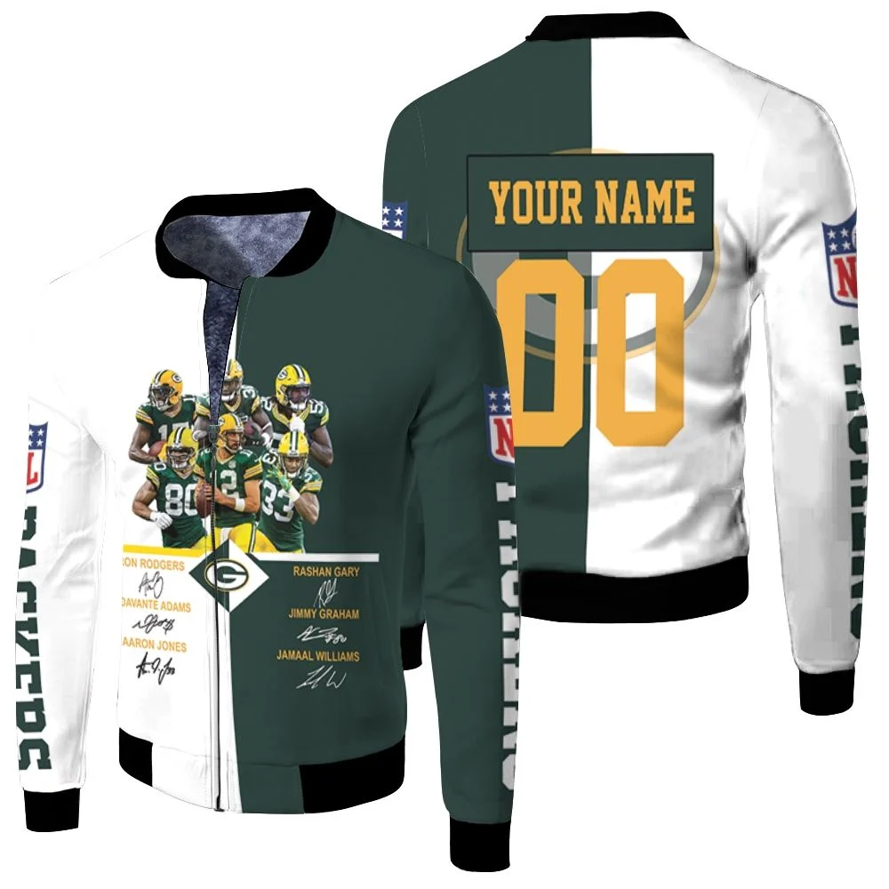 Green Bay Packers Signed Fan 3d Personalized Fleece Bomber Jacket