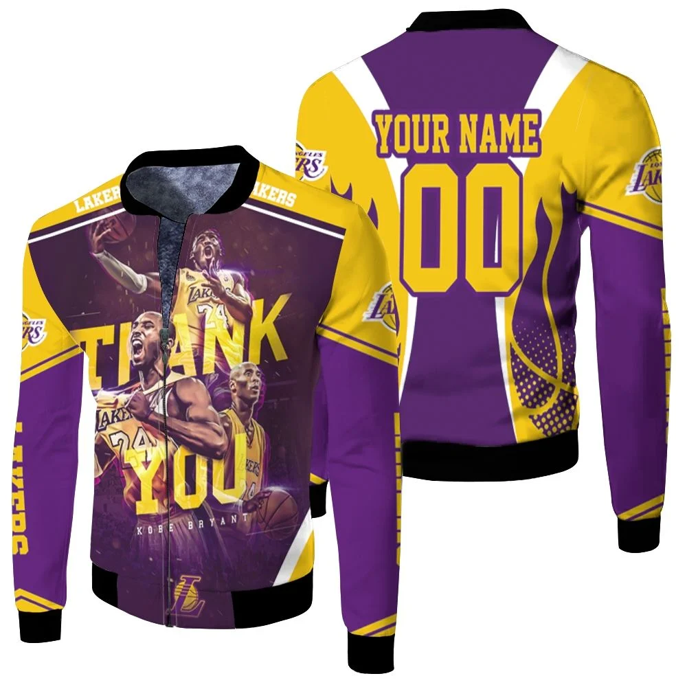 In Memories Kobe Bryant 24 Los Angeles Lakers Thank You Personalized Fleece Bomber Jacket