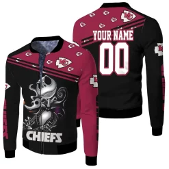 Jack Skellington Kansas City Chiefs 3d Personalized Fleece Bomber Jacket