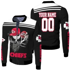 Jack Skellington Keeps Kansas City Chiefs Nfl Fan 3d Personalized Fleece Bomber Jacket