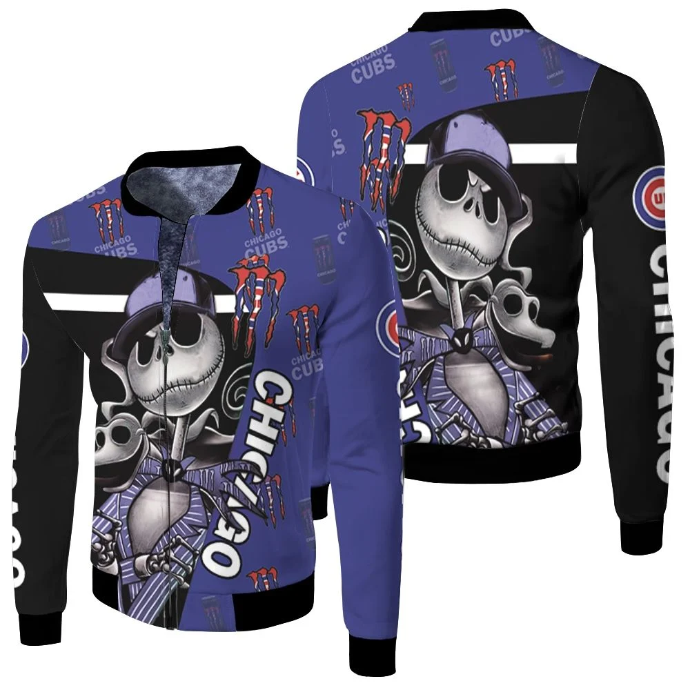 Jack Skellington Monster Energy Logo 3d Printed Hoodie For Fan Chicago Cubs Fleece Bomber Jacket