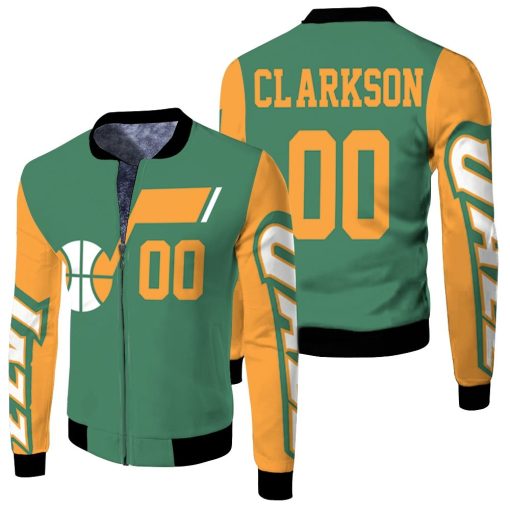 Jazz Jordan Clarkson 2020-21 Earned Edition Green Jersey Inspired Fleece Bomber Jacket