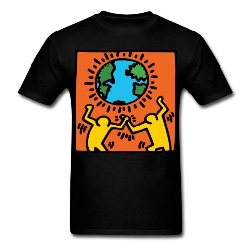 Keith Haring Graphic Street Art Earth T-Shirt