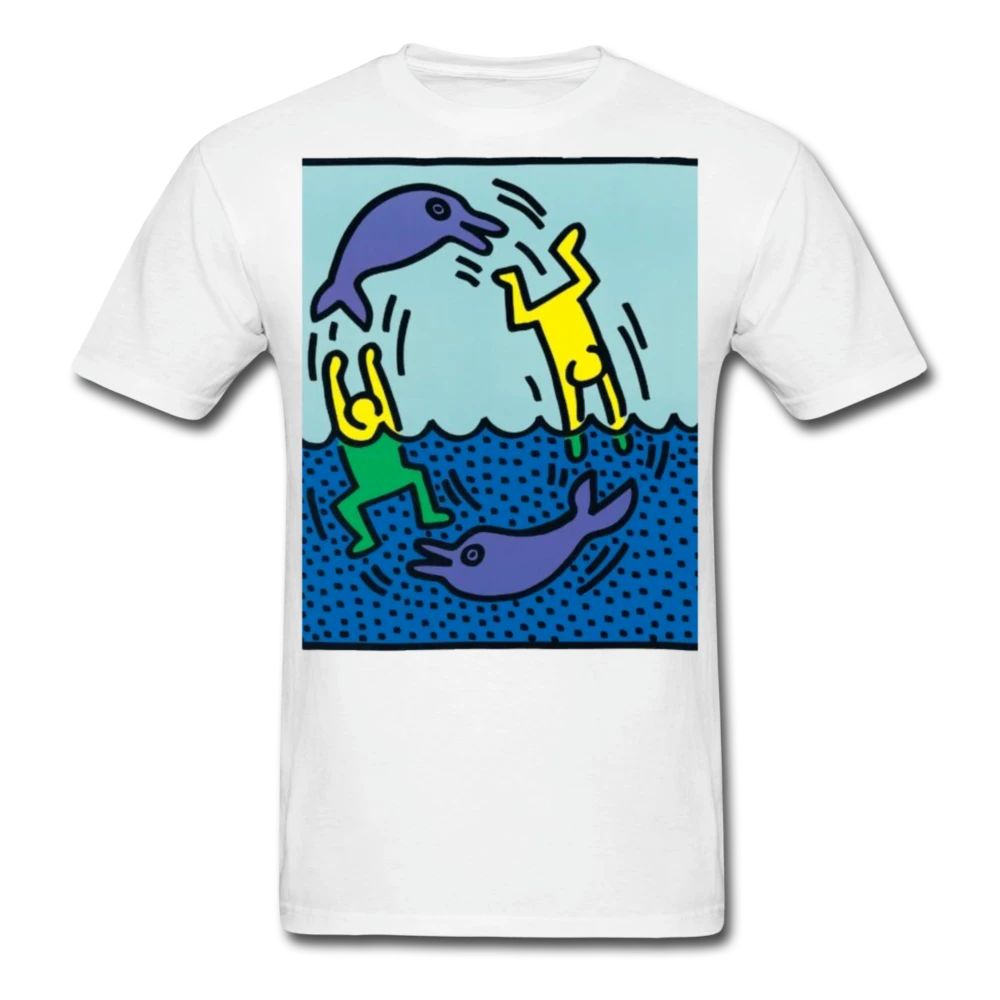 Keith Haring Natation Avec Les Dauphins Graphic Street T-Shirt