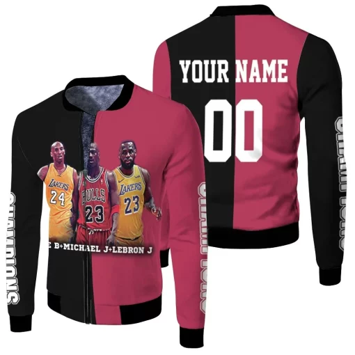 Kobe Bryant Michael J Lebron James Champions Legends Never Die Personalized Fleece Bomber Jacket