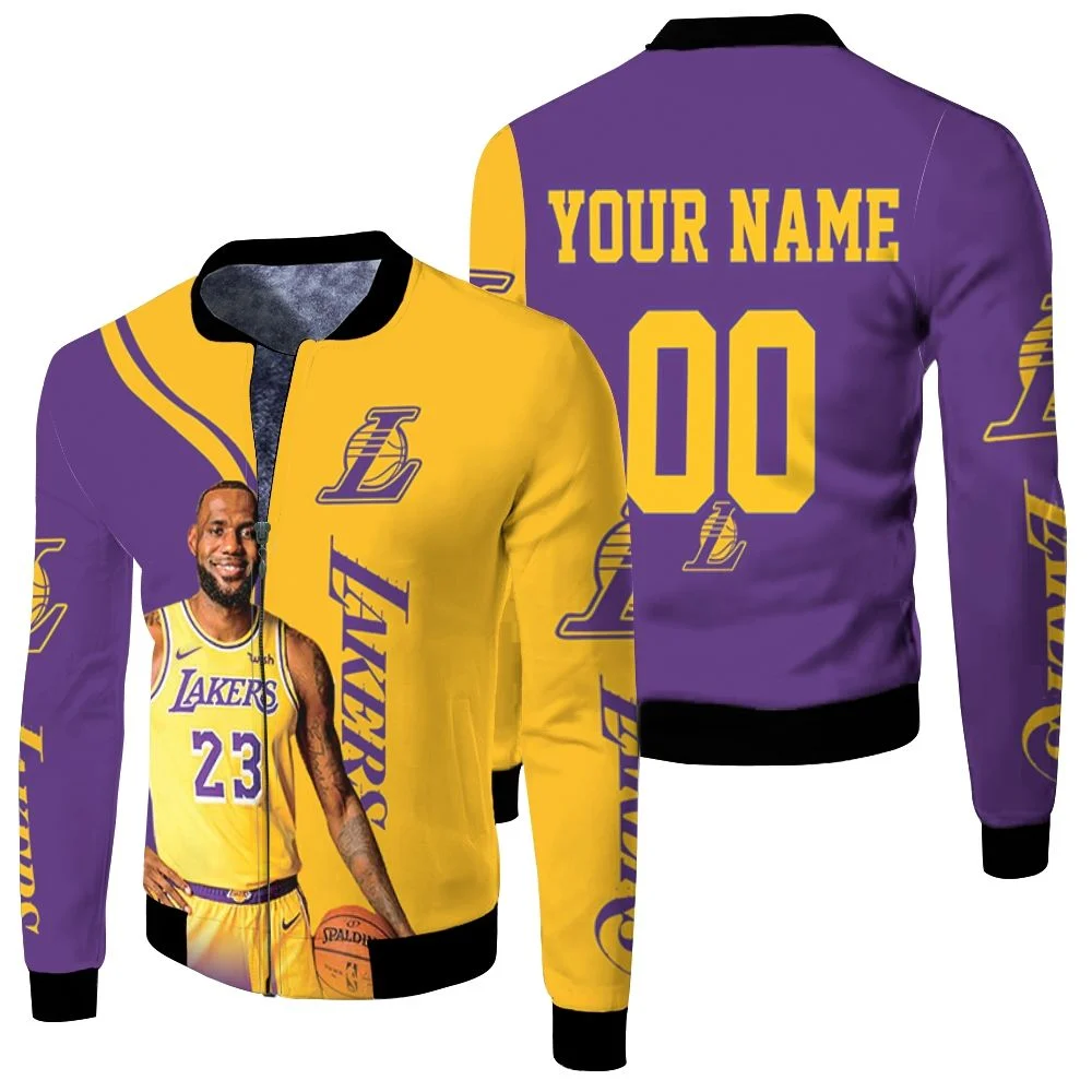 Lebron James 23 Los Angeles Lakers Nba Western Conference Personalized Fleece Bomber Jacket