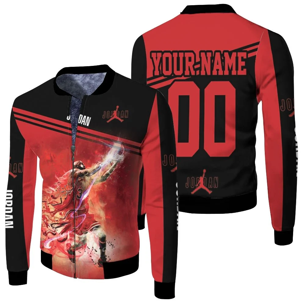 Men's Fleece Zip Up Hoodie Shirt Chicago Bulls 23 Michael Jordan