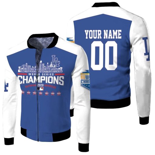 Los Angeles Dodgers Team Name World Series Champions 3d Personalized Fleece Bomber Jacket