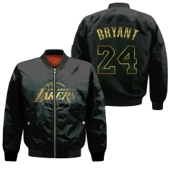 Los Angeles Lakers Kobe Bryant 24 Tribute 2020 Gold Edition Black Jersey Inspired Style Bomber Jacket