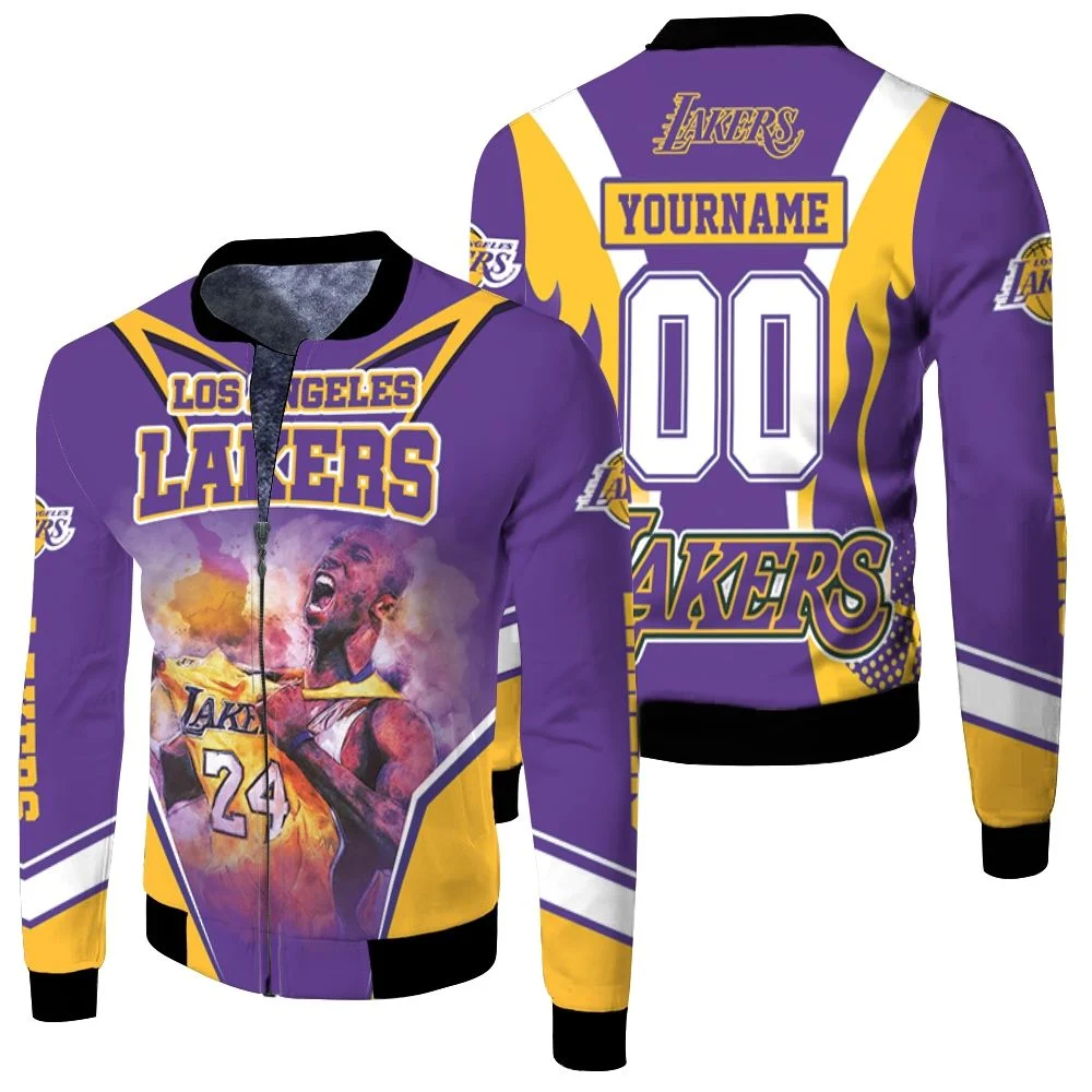 Los Angeles Lakers Legend Kobe Bryant 24 Western Conference Fleece Bomber Jacket