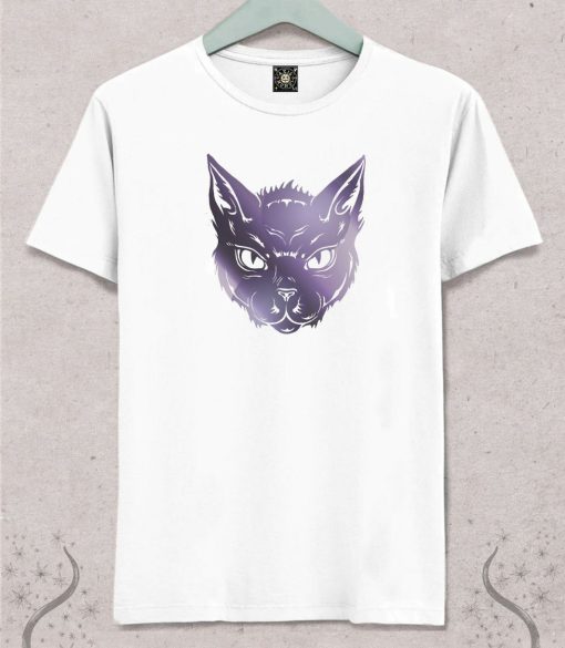 Metallic Lilac Cat Head T-Shirt