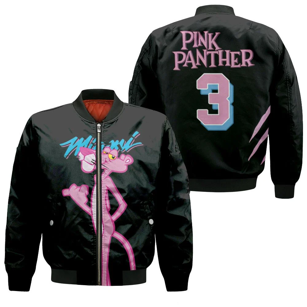 Miami Heat X Pink Panther 3 2021 Collection Black Jersey Inspired Style Bomber Jacket