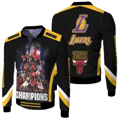 Michael Jordan Kobe Bryant Chicago Bulls La Lakers Legend Highlights 3d Printed.Psd Fleece Bomber Jacket