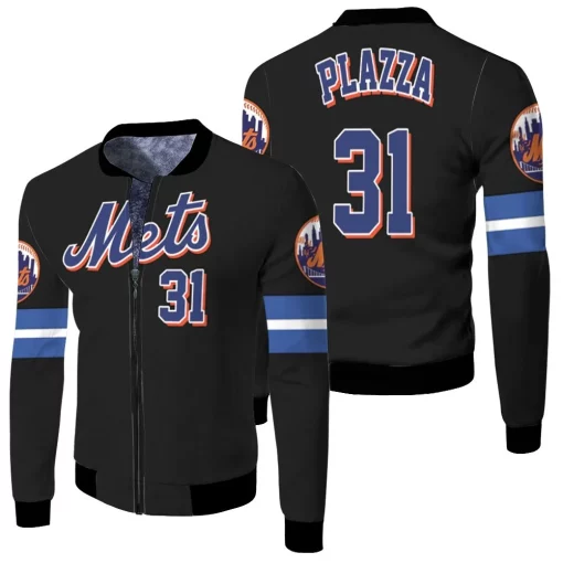 Mike Piazza New York Mets Black 2019 Jersey Inspired Style Fleece Bomber Jacket