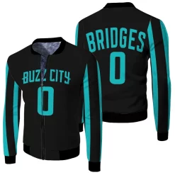 Miles Bridges Charlotte Hornets Jordan Brand City Edition Black Jersey Fleece Bomber Jacket