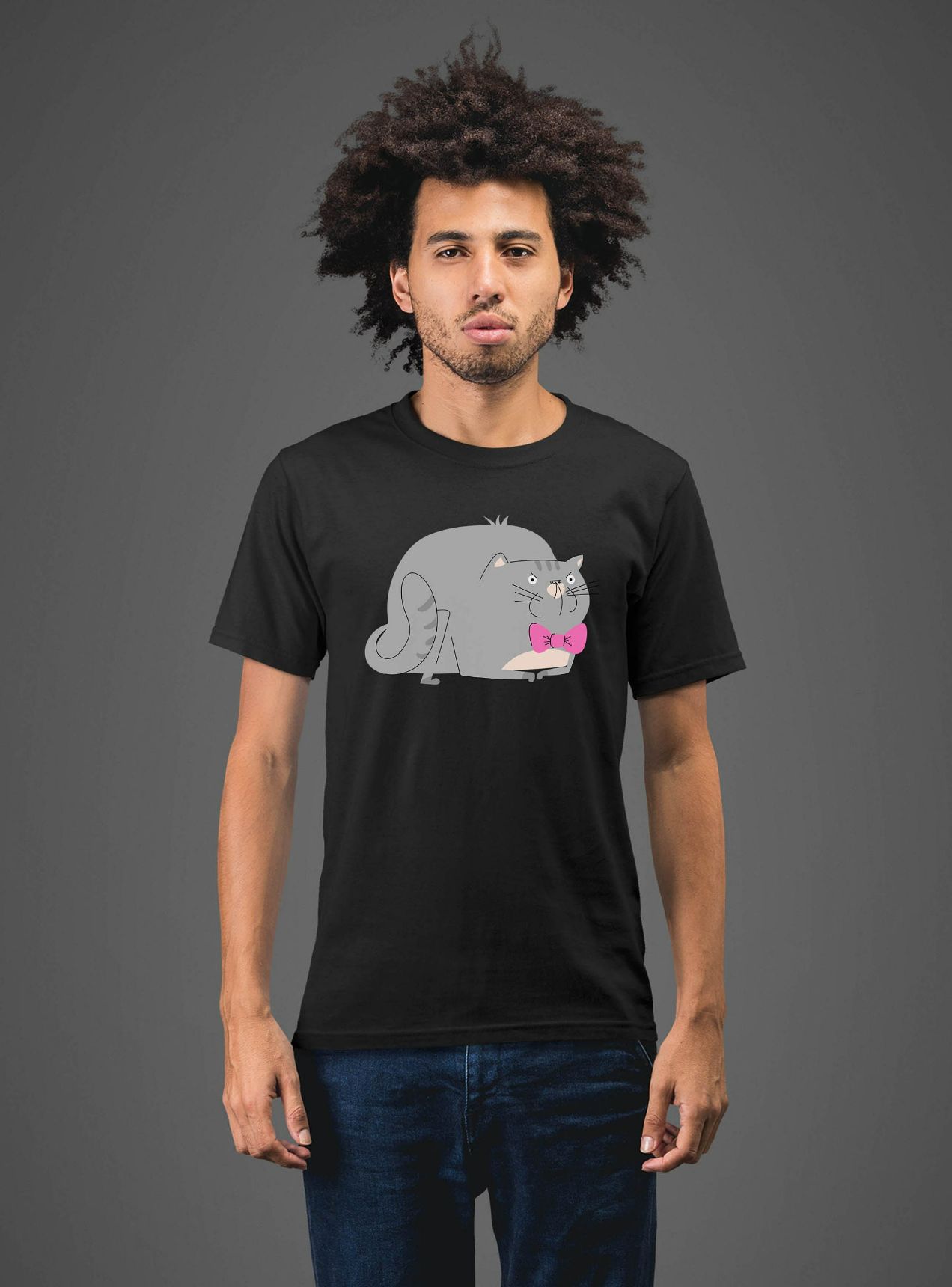 Moon Mouse Apparel Mean Grumpy Cat Unisex Adult Printed Cotton Crew T-Shirt