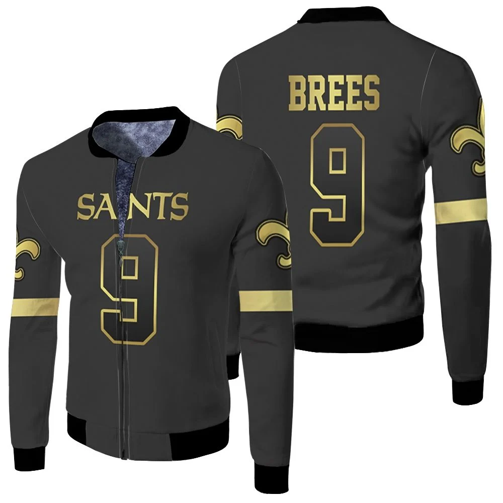 New Orleans Saints 9 Drew Brees Black Golden Edition Jersey Inspired Fleece  Bomber Jacket – Teepital – Everyday New Aesthetic Designs