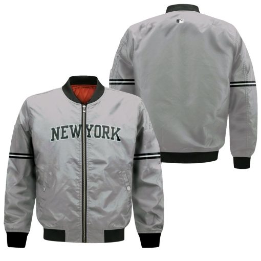 New York Yankees Road Flex Base Collection Team Gray Jersey Inspired Style Bomber Jacket