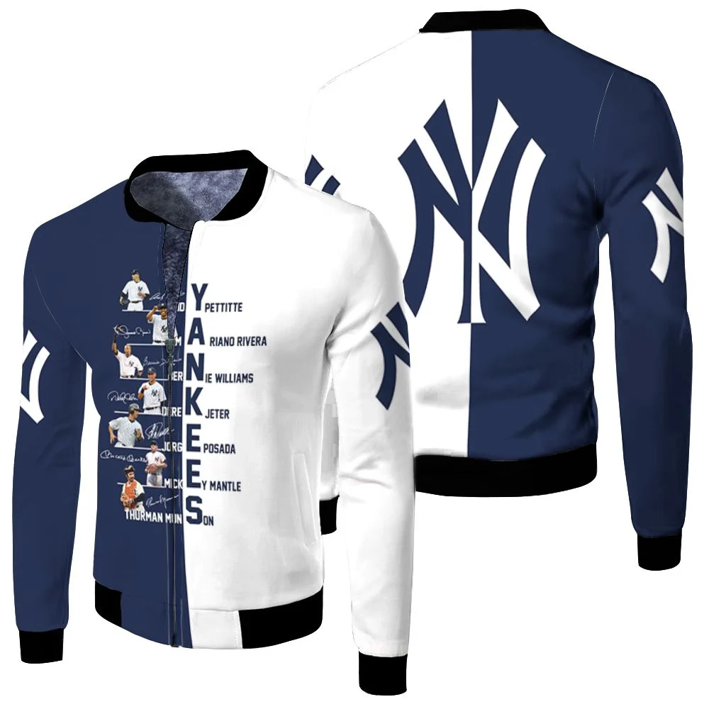 New York Yankees Team Member Signed 3d T Shirt Hoodie Sweater Fleece Bomber  Jacket