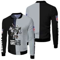 Oakland Raiders All Time Greats Players Signatures 3d Jersey Fleece Bomber Jacket