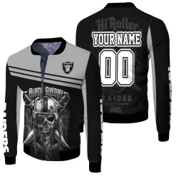 Oakland Raiders Black Sunday Skull 3d Personalized Fleece Bomber Jacket