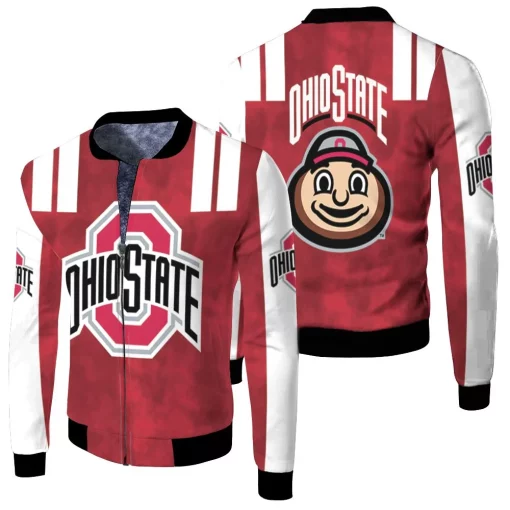 Ohio State Buckeyes Brutus Buckeye 3d All Over Jersey Fleece Bomber Jacket