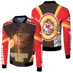 Patrick Mahomes 15 Kansas City Chiefs Canvas For Fans Fleece Bomber Jacket