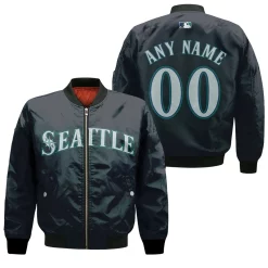 Personalized Seattle Mariners Anyname 00 2020 Majestic Navy Jersey Inspired Style Gift For Seattle Mariners Fans Bomber Jacket