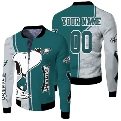 Philadelphia Eagles Snoopy 3d Printed Personalized Fleece Bomber Jacket