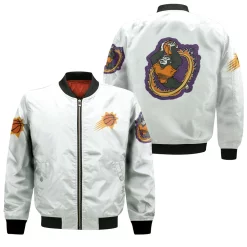 Phoenix Suns Basketball Classic Mascot Logo Gift For Suns Fans White Bomber Jacket