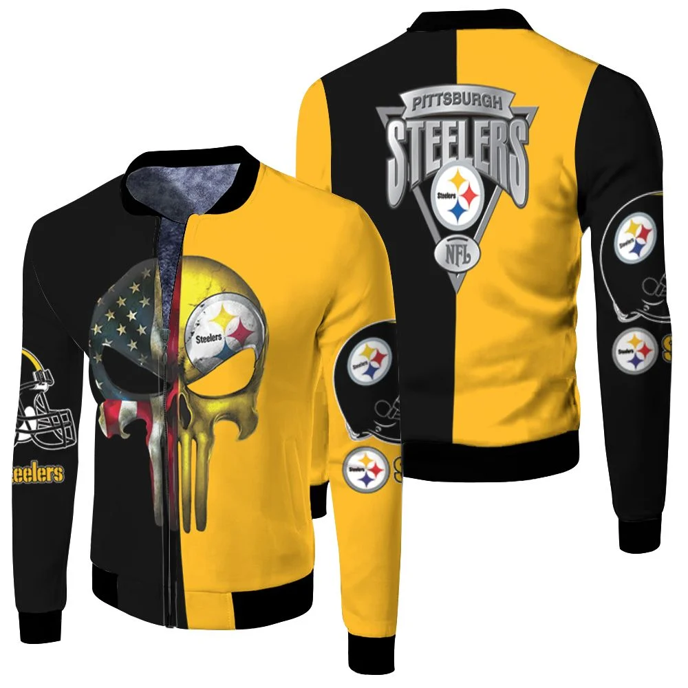 Pittsburgh Steelers American Skull 2020 Nfl Season Jersey Fleece Bomber Jacket