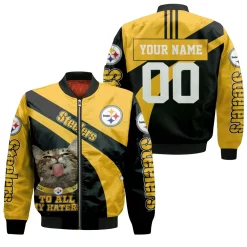 Pittsburgh Steelers Funny Cat Stick Out Tongue To All My Haters 2020 Nfl Season Personalized Bomber Jacket