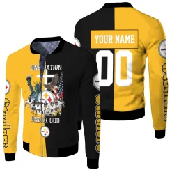 Pittsburgh Steelers One Nation Under God Great Players Team 2020 Nfl Personalized Fleece Bomber Jacket