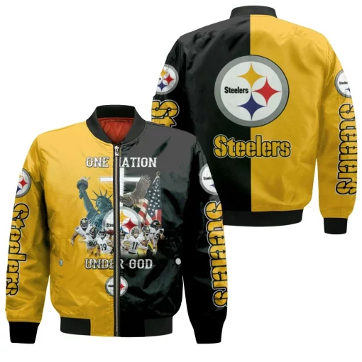 Pittsburgh Steelers One Nation Under God Great Players Team 2020 Nfl Season Jersey Bomber Jacket