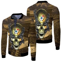 Pittsburgh Steelers Skull Chain 3d Jersey Fleece Bomber Jacket