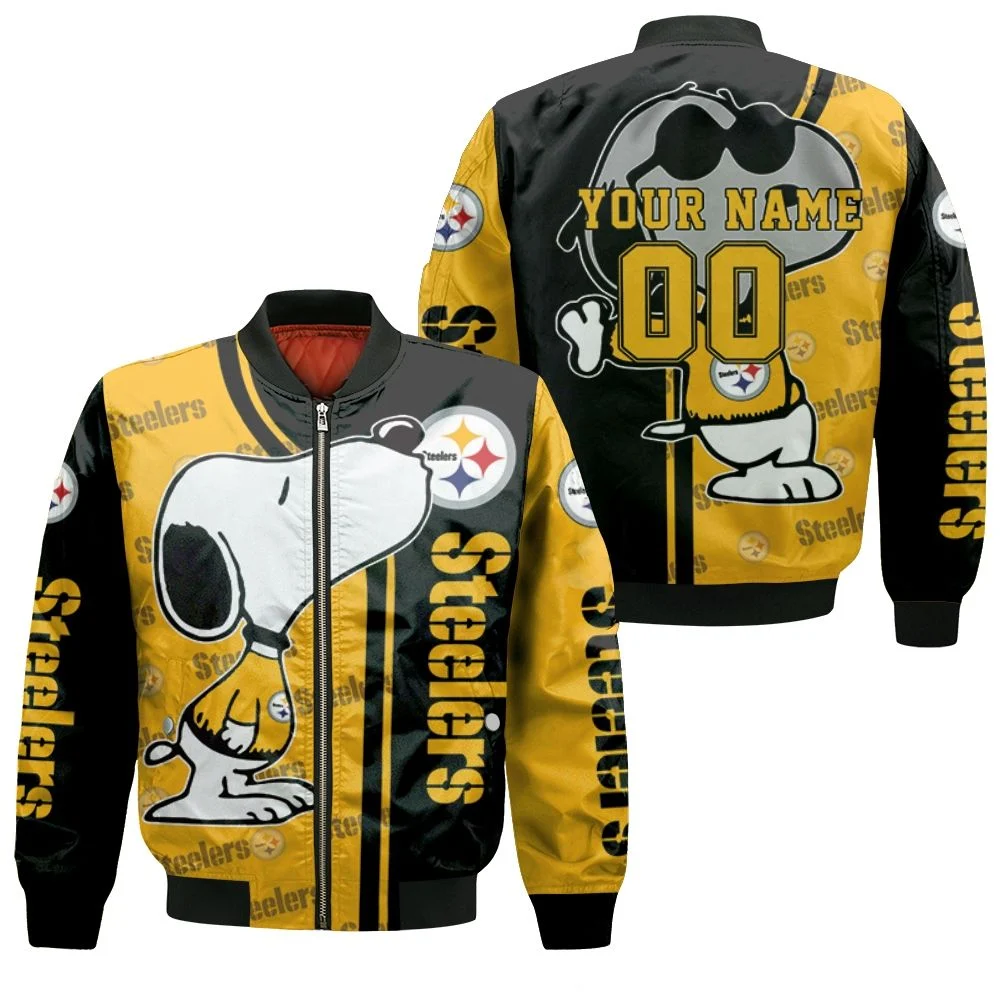 Pittsburgh Steelers Snoopy 3d Personalized Bomber Jacket